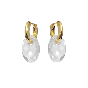 Gemstone Drop Hoop Earrings