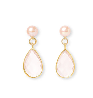 Pearl and Rose Quartz Drop Earrings