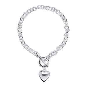 Silver Puff Heart Bracelet