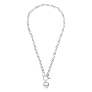 Silver Puff Heart Necklace
