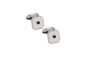 Mother Of Pearl and Sapphire Swivel Cufflinks