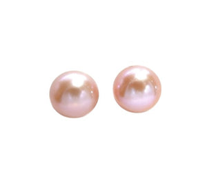 Pearl Stud Earrings on Gold - Pink