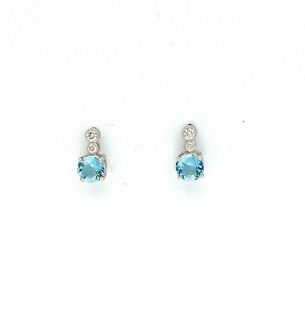 A pretty pair of Aquamarine and Diamond earrings