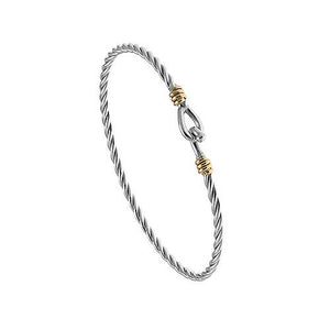 Silver and Gold Cable Hook Bangle