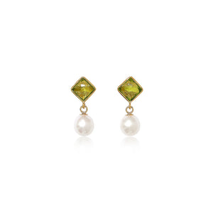Gemstone and Pearl Drop Earrings