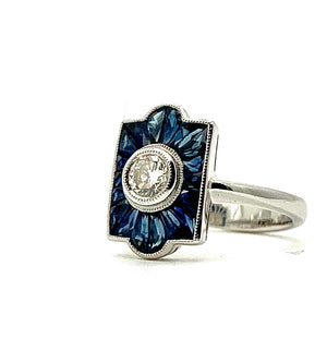 Diamond and Sapphire Deco Style Ring