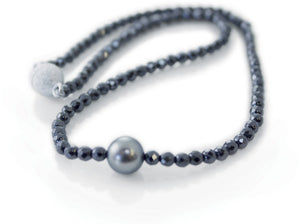 Hematite and Tahitian Pearl Necklace