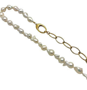Baroque Pearl and Chain Necklace