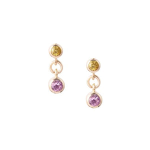 Gold Drop Earrings with Gemstones