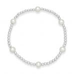 White Pearl and Bead Stretch Bracelet