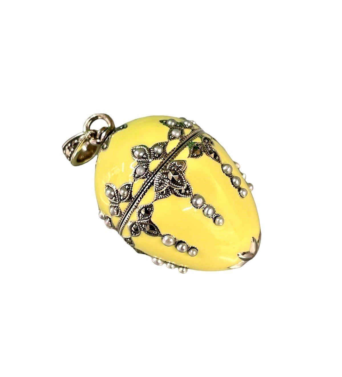Buttercup Yellow Enamel Egg Pendant Chenevix Jewellery
