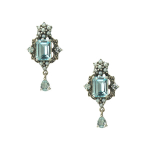 Blue Topaz and Marcasite Earrings