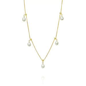 Necklace with Sliding Pearl Drops.