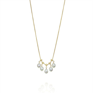 Necklace with Sliding Pearl Drops.