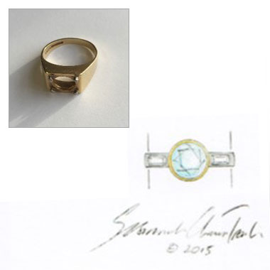 Original stone setting and redesign sketch