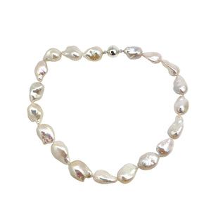 White Large Baroque Pearl Necklace