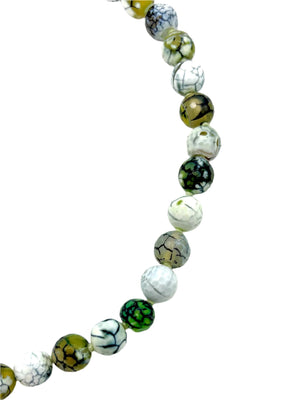 Crackled Green & White Agate Necklace