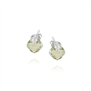 Cushion Cut Green Amethyst Stud Earrings