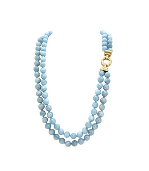 Double Strand Aquamarine Bead Necklace