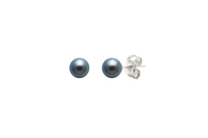 Dark Grey Freshwater Pearl Stud Earrings on Silver