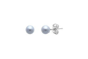 Dove Grey Freshwater Pearl Stud Earrings on Silver