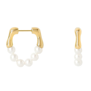White Freshwater Pearl Hoop Earrings