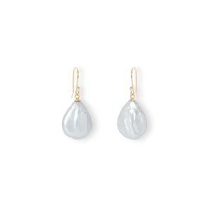 Pearl Large Flat Drop Earrings