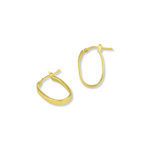 Gold Flat Oval Hoop Earrings
