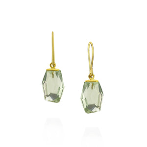 Green Amethyst Faceted Drop Earrings