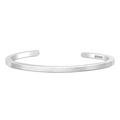 Silver Square Open Bangle - Chenevix Jewellery
