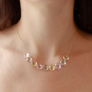 Multi Cushion Cut Gemstone Necklace