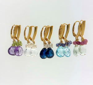 Gemstone Cluster Drop Earrings