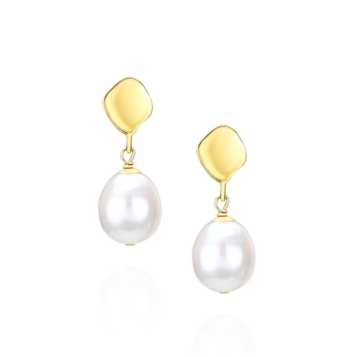 Pearl Drop Earrings with Rippled Stud