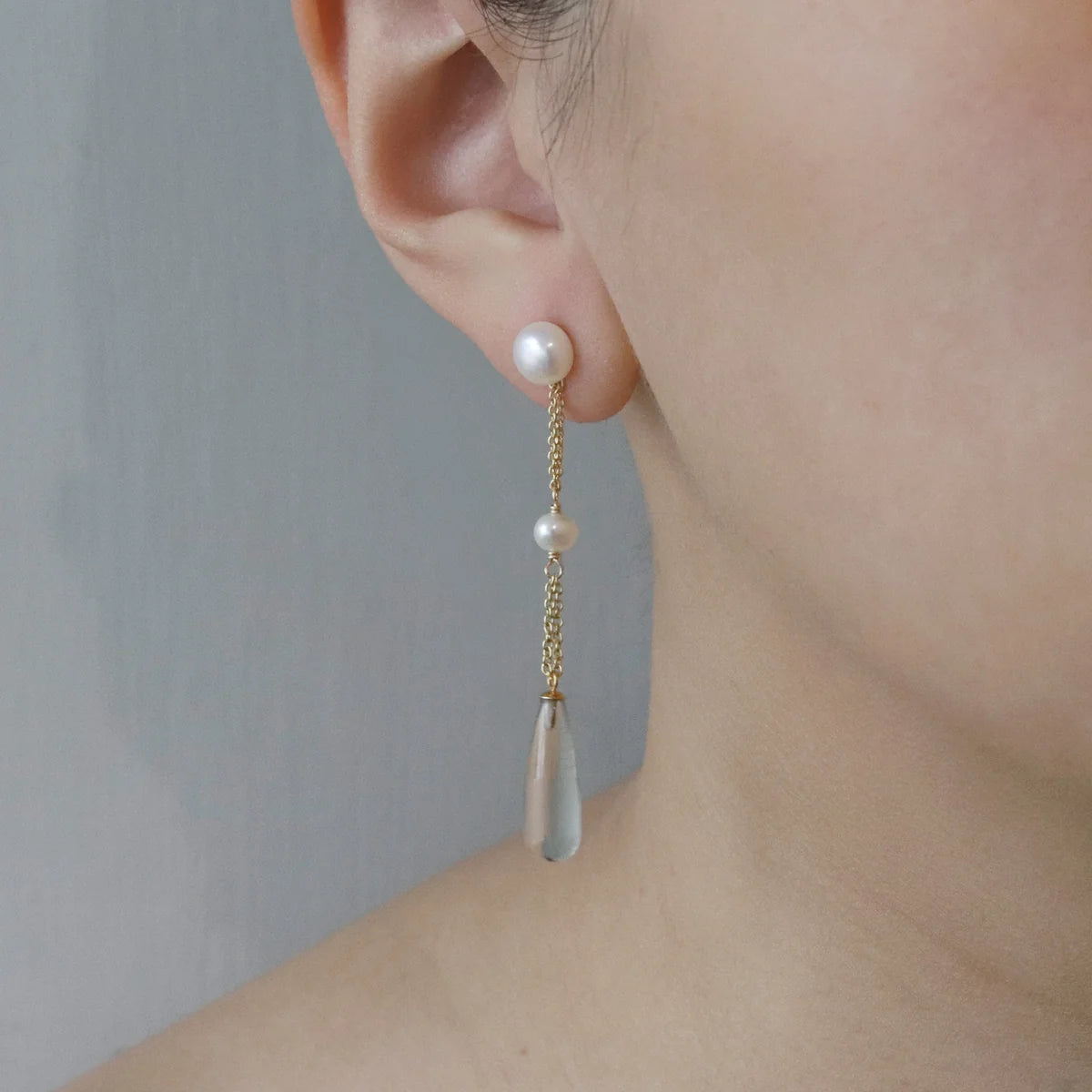 Long Drop Amethyst and Pearl Earrings