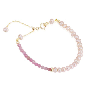 Pink Tourmaline and Pearl Bracelet