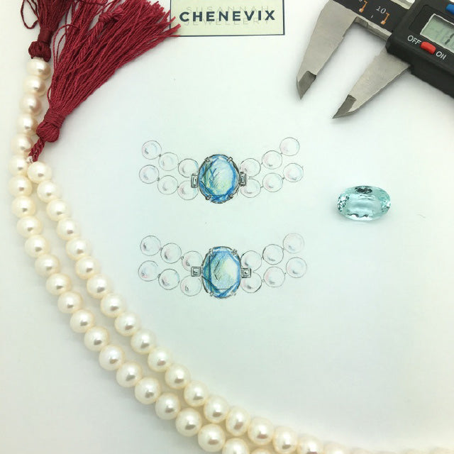 Beautiful 14.91 carat Oval Aquamarine stone with sketch designs