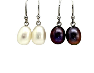 Pearl Drop Earrings on Silver Hooks