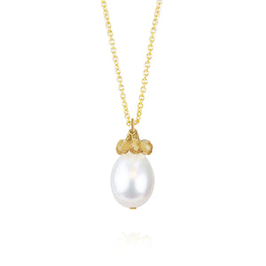 White Pearl and Citrine Cluster Bead Necklace