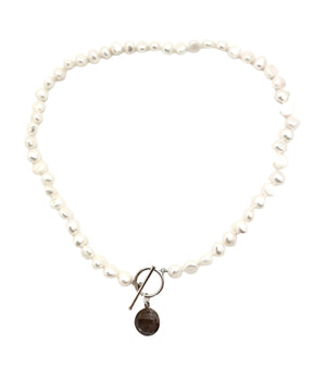 Pearl Necklace with Labradorite Drop
