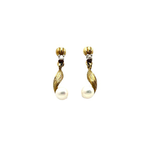 Pearl and Diamond Twist Earrings