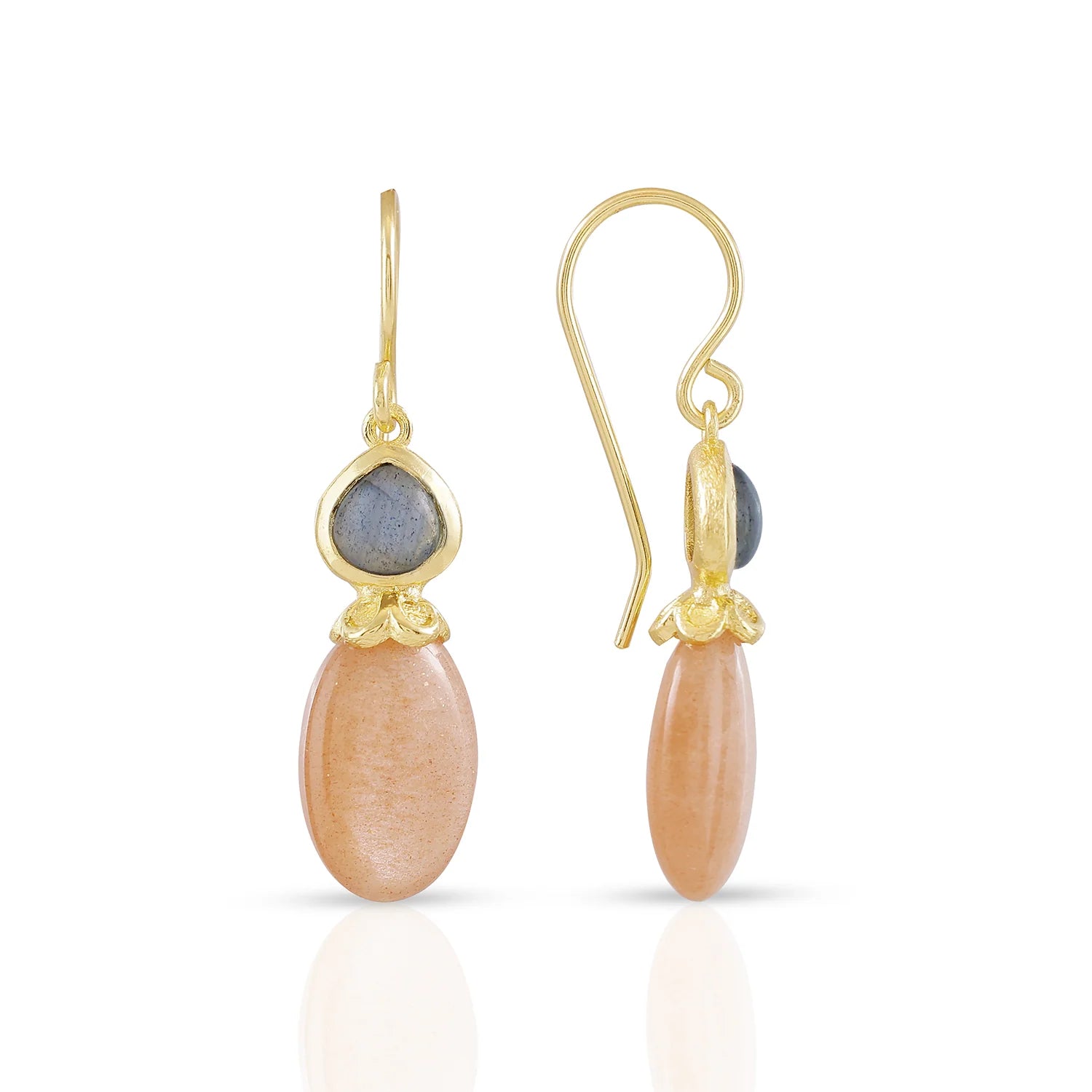 Moonstone and Labradorite Drop Earrings