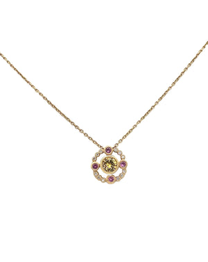 Yellow Sapphire and Pink Tourmaline Pendant