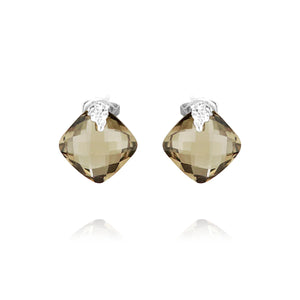 Cushion Cut Gemstone Stud Earrings