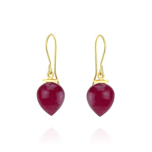 Drop Earrings in Pink Quartz Acorn Style