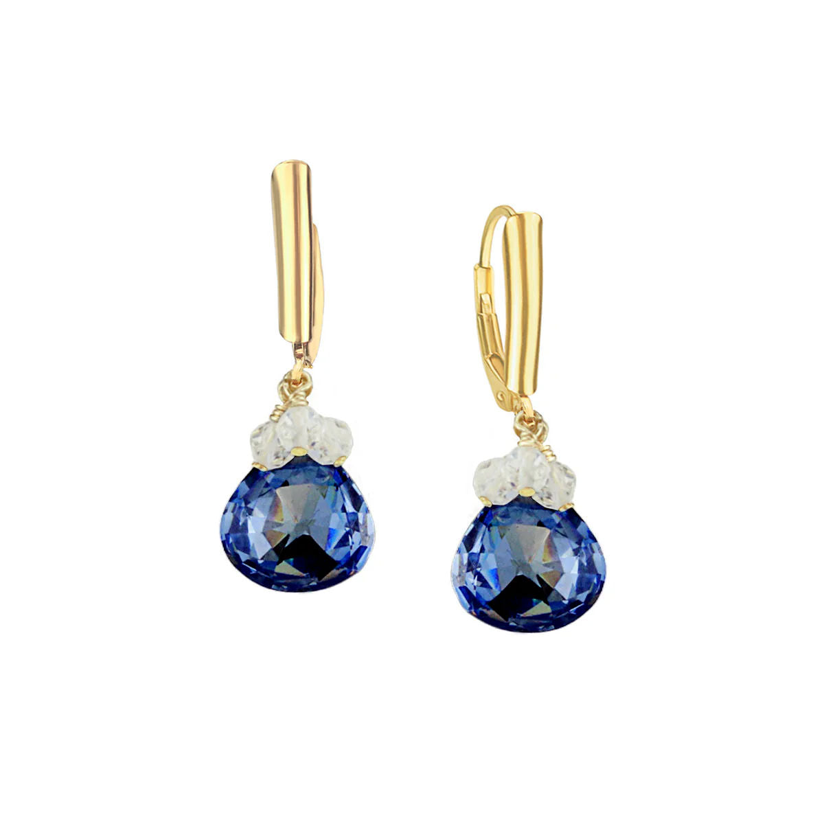 Gemstone Cluster Drop Earrings