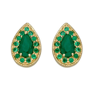 Emerald Teardrop Stud Earrings