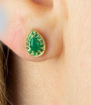 Emerald Teardrop Stud Earrings