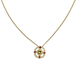 Yellow Sapphire and Pink Tourmaline Pendant