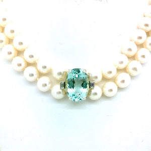 AAA quality Pearl, Diamond and Aquamarine Choker