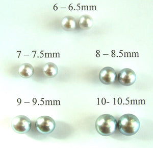 Pearl Stud Earrings on Silver - Dove Grey